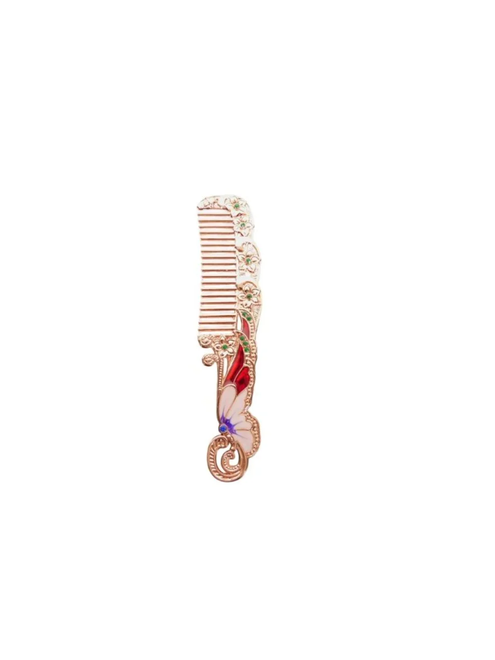 Butterfly-Inspired Mirror & Comb Set With Floral Details Lightweight Design Deco